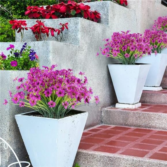 12 Bundles Artificial Flowers Outdoor UV Resistant Fake Flowers No Fade Plants - Picture 7 of 7